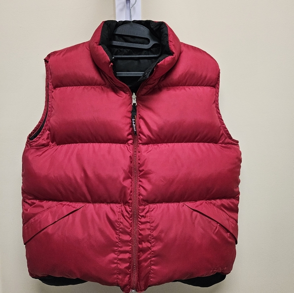 LL Bean Vest Womens Large Black/Red Goose Down Puffer Reversible Zip - Picture 6 of 6